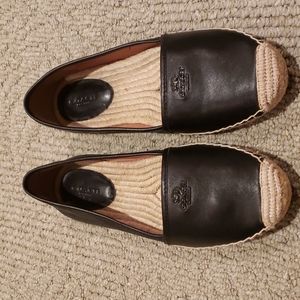 Coach Black Rhodelle Leather & Hemp Loafer